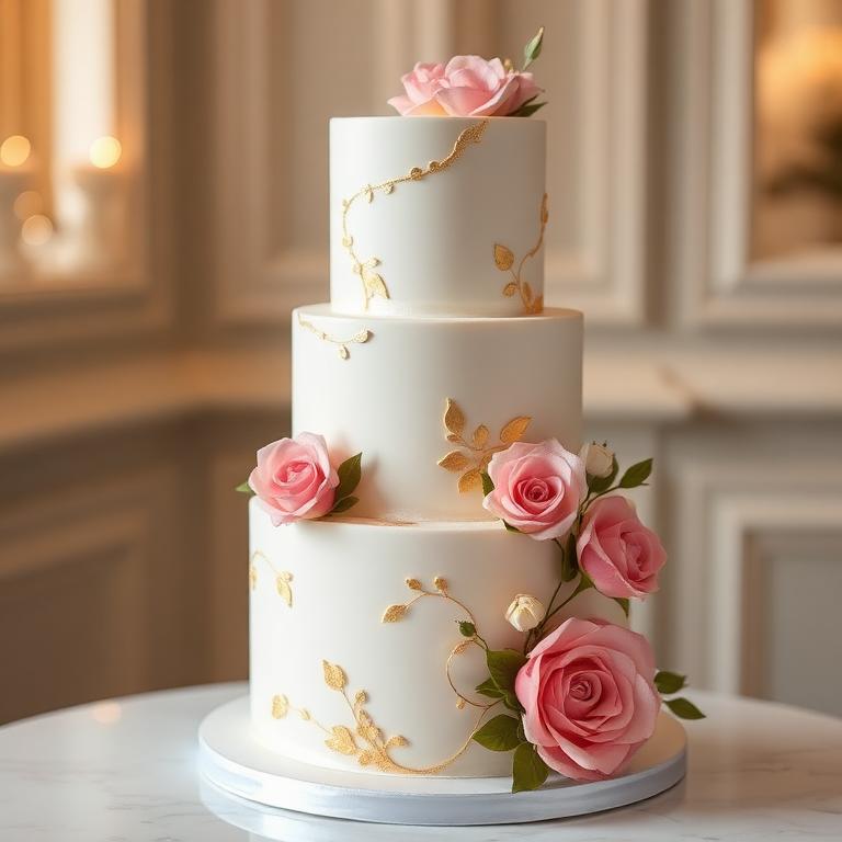 Elegant tiered wedding cake